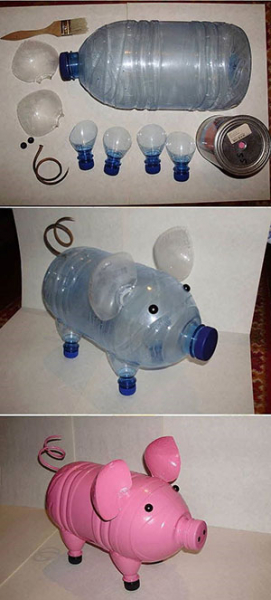 Як робити свиню з пластикових пляшок. Керівництво по створенню порося з пластикової пляшки